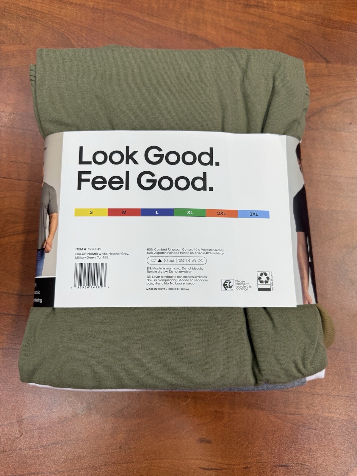 True Classic 4 Pack Crew Neck Men’s Tees Size XL – Green/Grey/White/Dessert