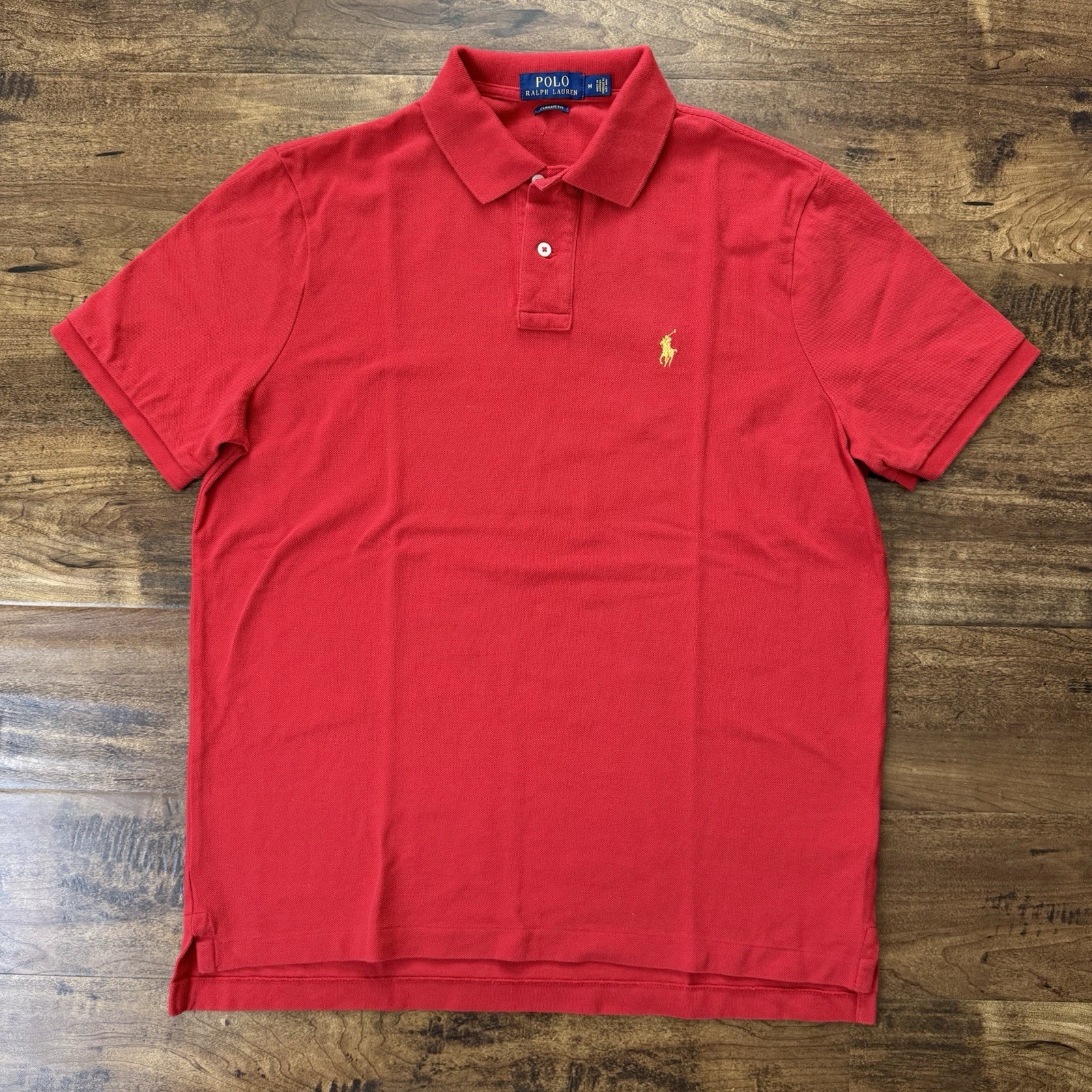 Polo Ralph Lauren Classic Fit Red Cotton Knit Polo Shirt Embroidered Logo M