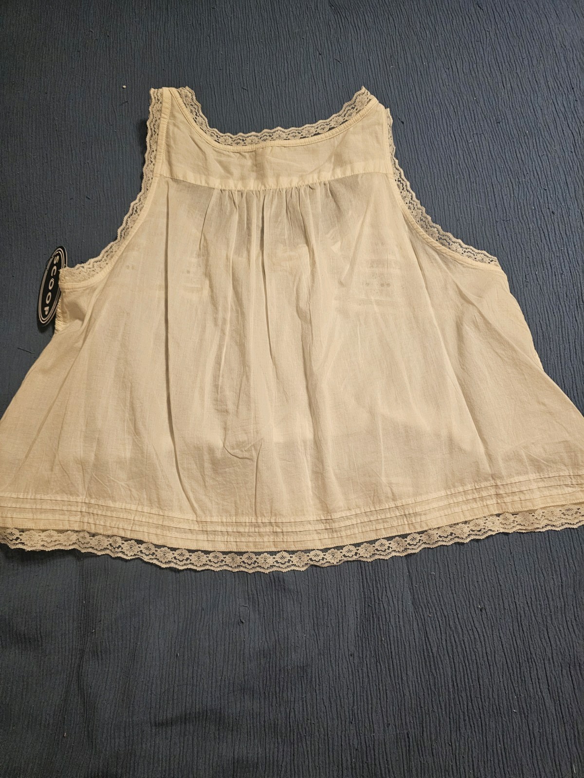 Scoop Lace Tank Top XL(16-18) color winter white Sleeveless Round Neck NWT