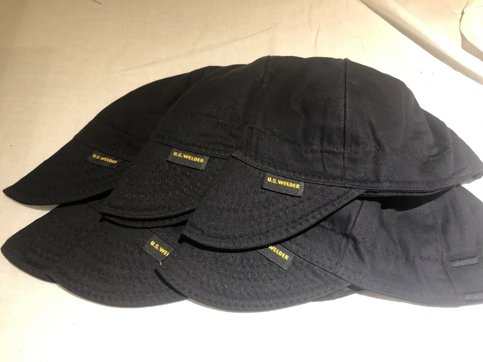6 pack US WELDER Welding Cap Hat Solid Black Reversible by Comeaux Supply NWT