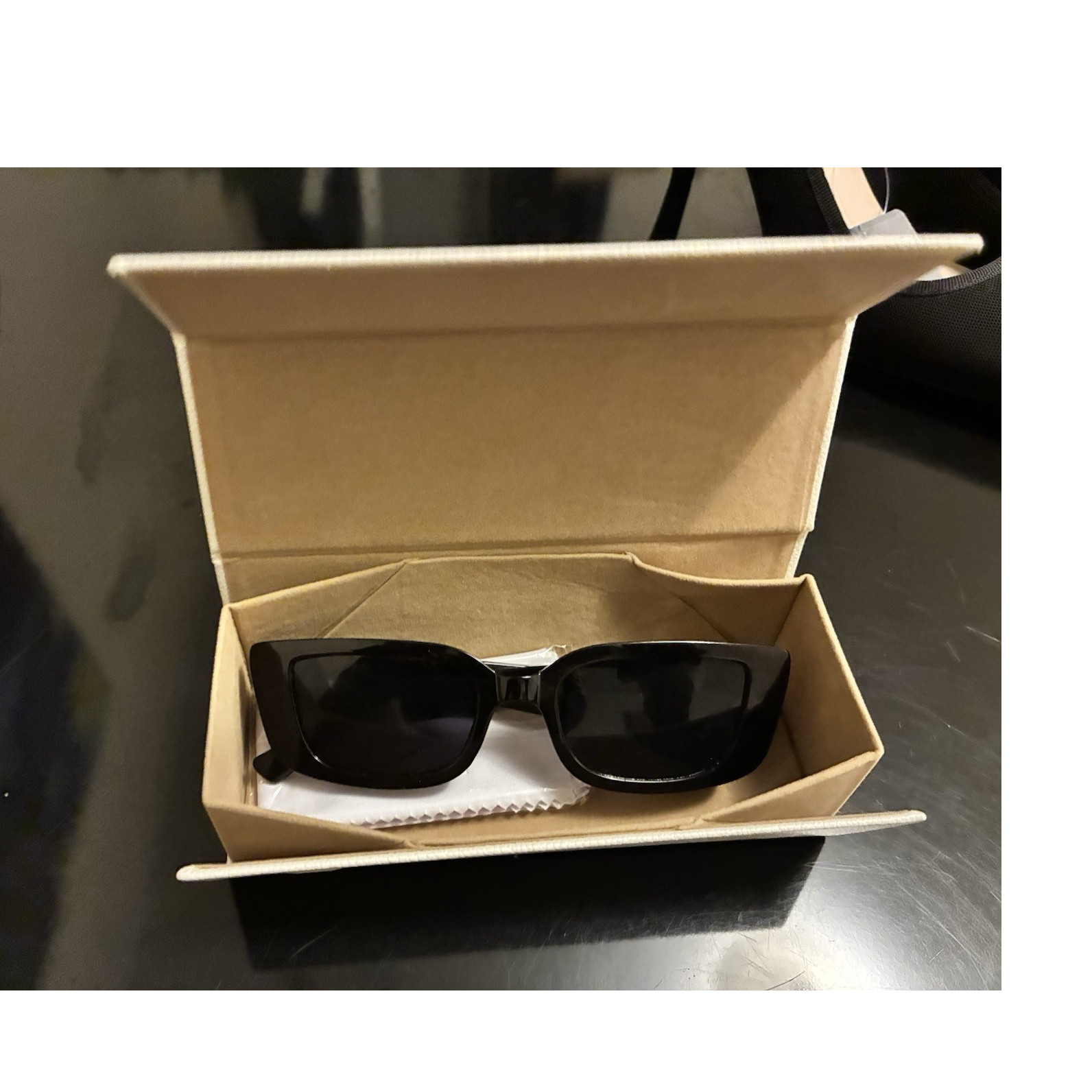 Sadri Womens Rectangle Sunglasses Black Full Rim Tinted Plastic Lenses