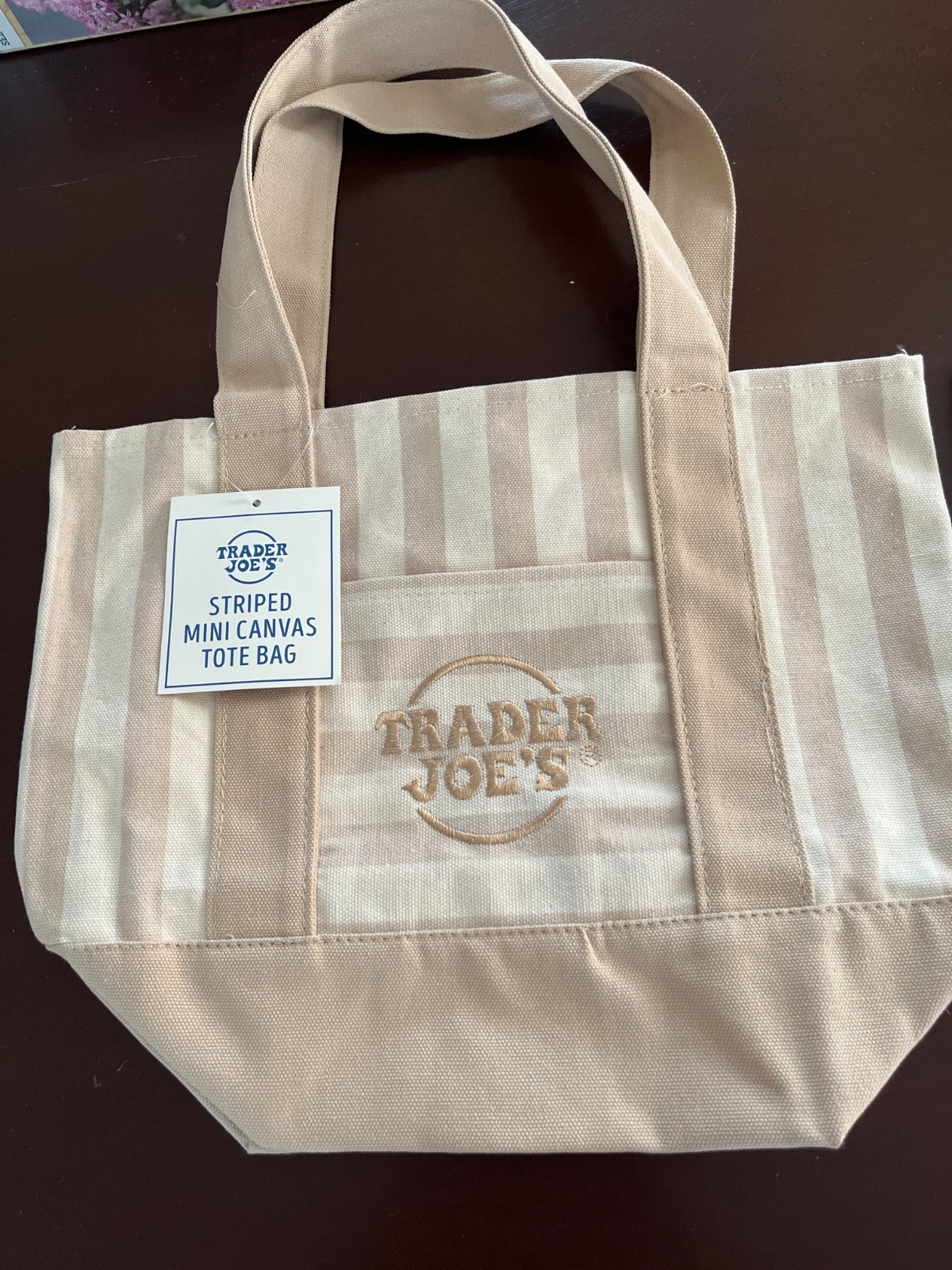 trader joes mini tote brand new with tags, blue and beigeand blue!