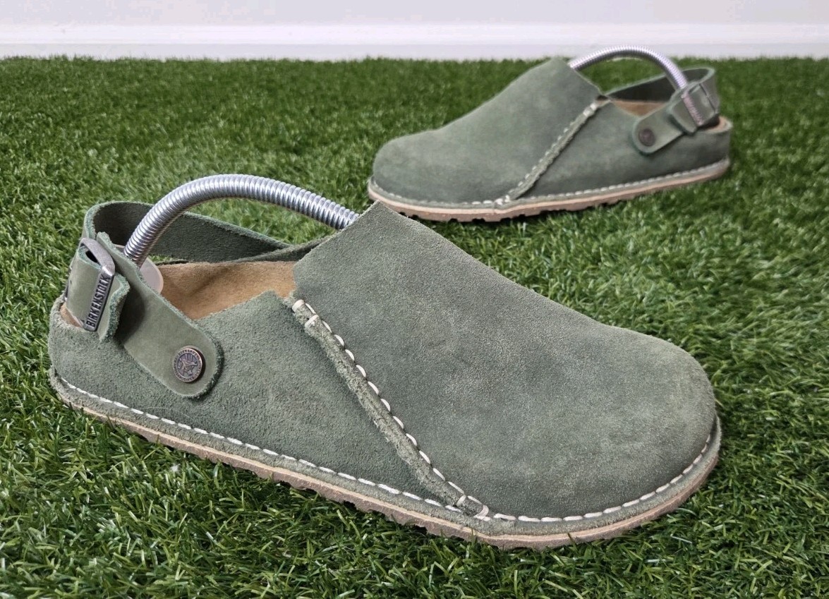 Birkenstock Lutry Premium Pure Sage Suede Leather Size 42