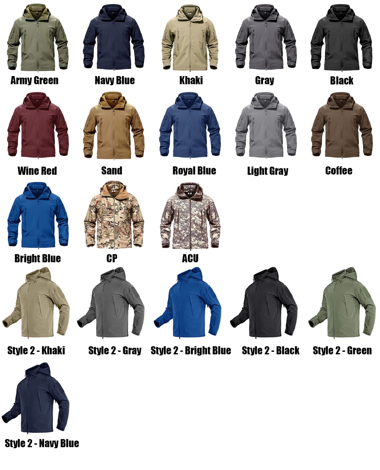 TACVASEN Waterproof Tactical Soft Shell Men Jacket Coat Army Windbreaker Outdoor