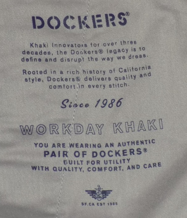 DOCKERS Men’s Workday Khaki 4-Way Stretch Slim Fit Pants Dark Gray 33X32 New