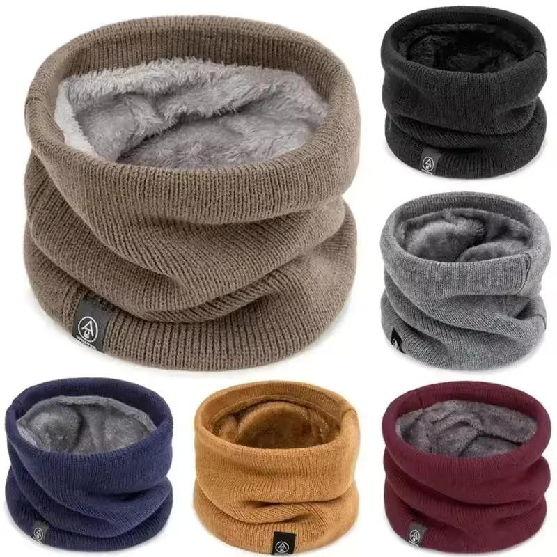 Neck Warmer Scarf Soft Double Layer Knit Loop Fleece for Women Men Warm Winter