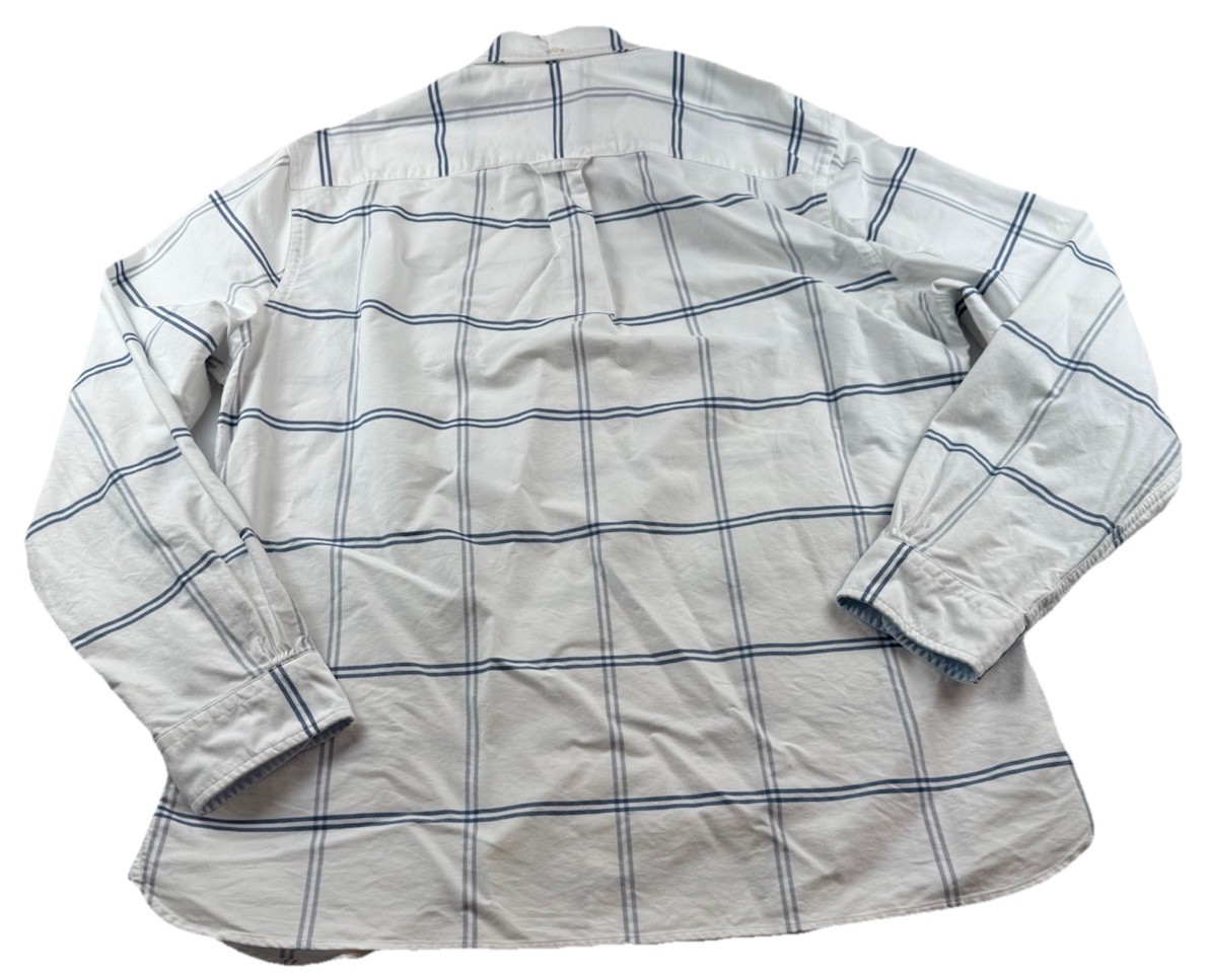 Brooks Brothers Cotton Button Down Shirt Size XL White W/ Blue Windowpane Check