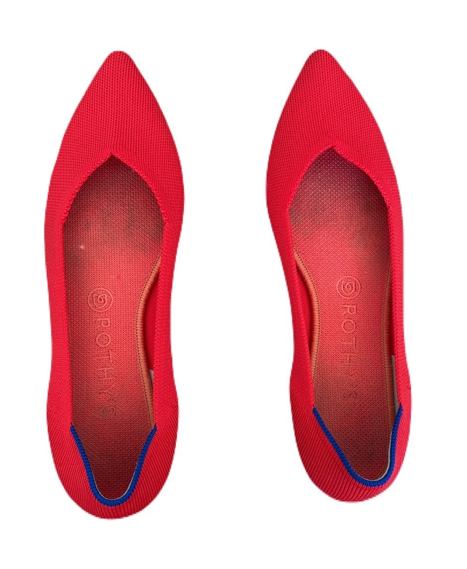 Rothy’s the Point Women’s Red Knit Pointed Toe Slip-On Flats US 10