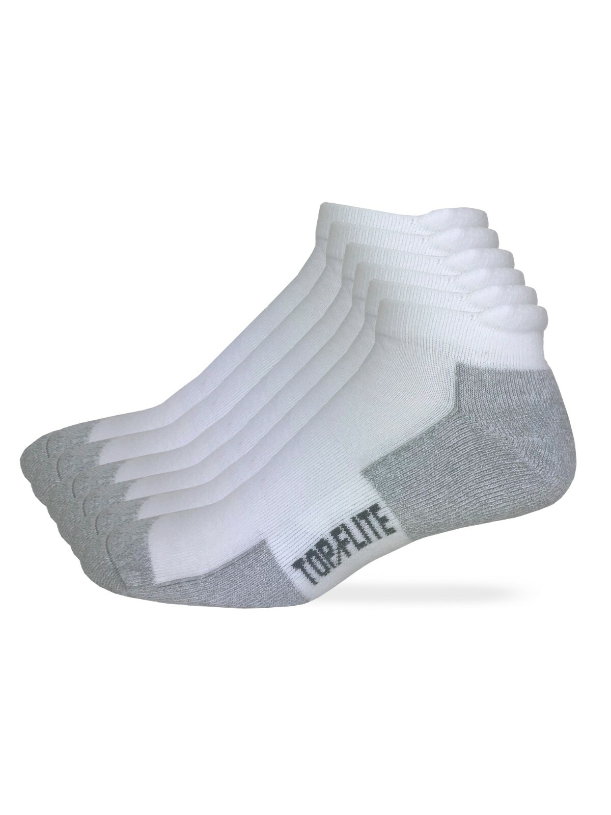 Top Flite Mens Moisture Wicking Seamless Toe Heel Tab Sport Socks 6 Pair Pack