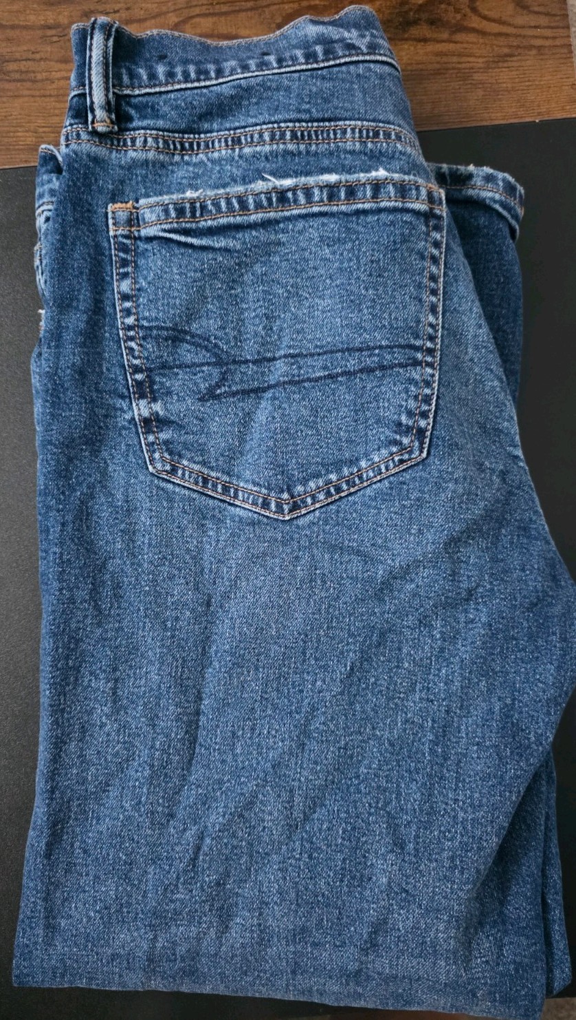American Eagle AE Ex-Boyfriend Jeans Women’s 6 Short Blue Strigid Low Rise New