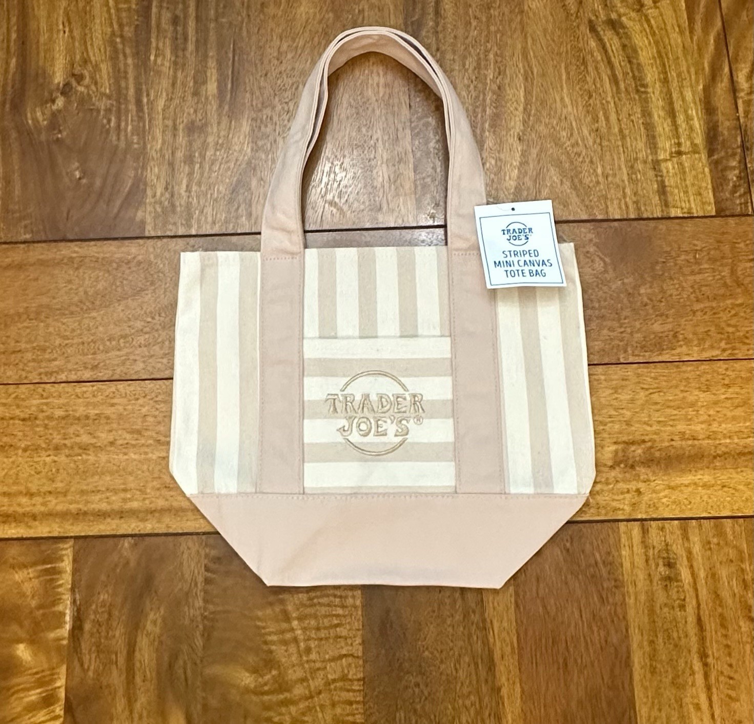 Limited Edition Trader Joe’s mini tote bag beige stripes