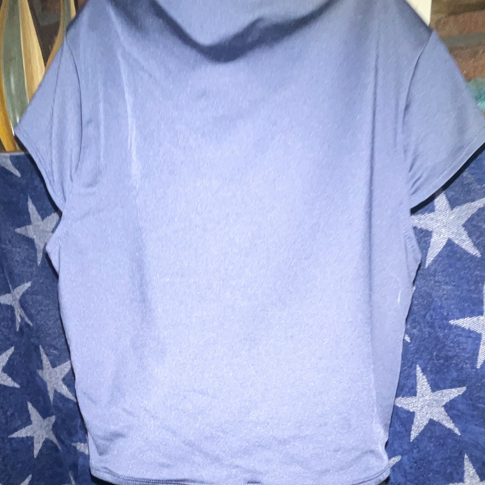 Blue Solid Short Sleeve Round Neck Knit Pullover Basic T-Shirt Top Women’s L