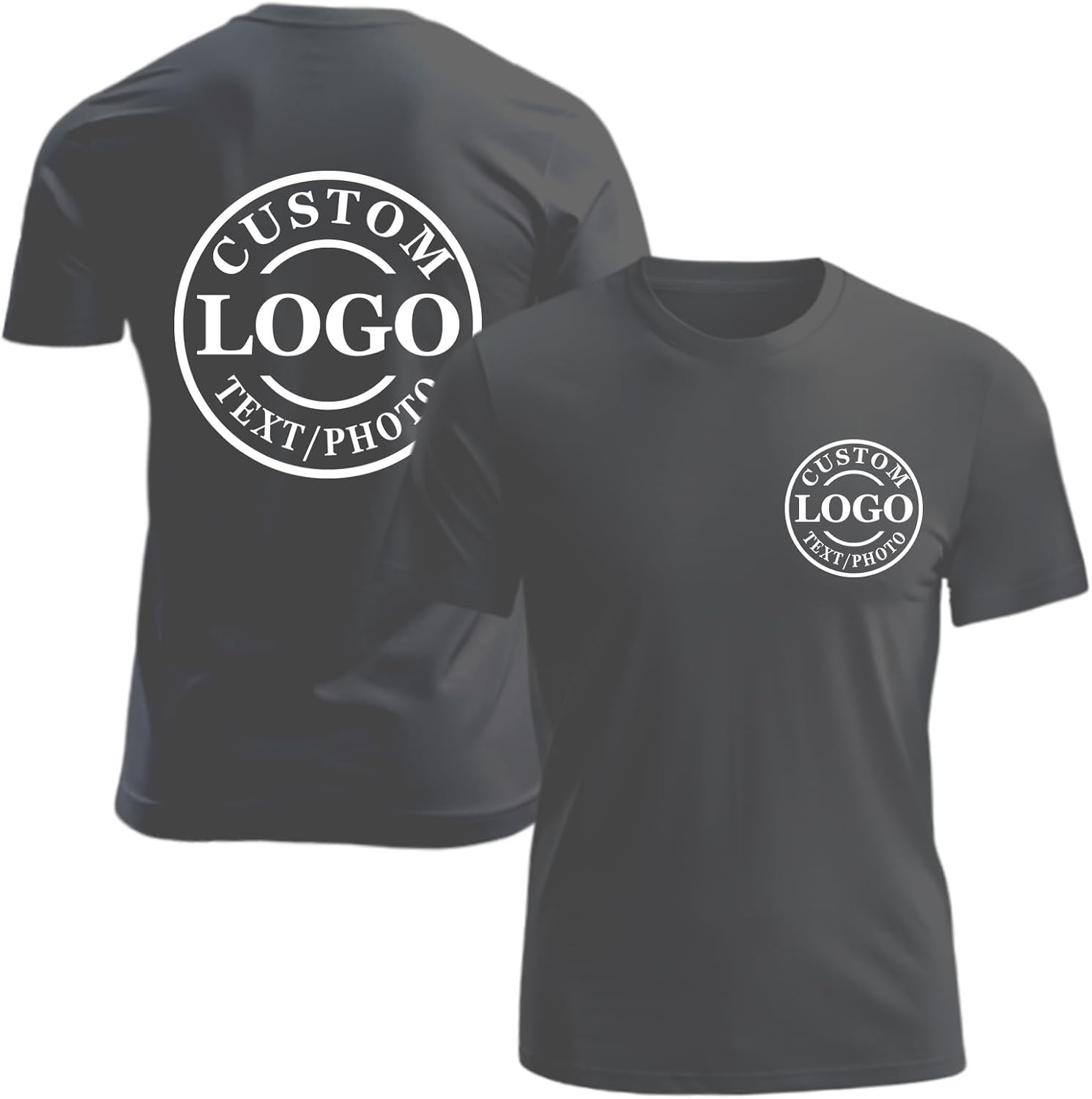 Custom Business Logo T-Shirt Front Back Upload Photo Text Logo 100% Cotton