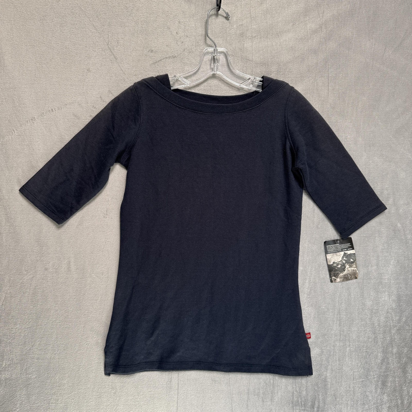 Dickies Shirt Womens XS Navy Blue Boat Neck Elbow Sleeve Workwear Tee Top