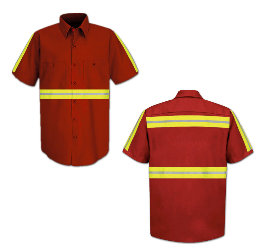 Red Kap Enhanced Visibility Hi Vis Reflective Safety Work Towing Uniform Shirts