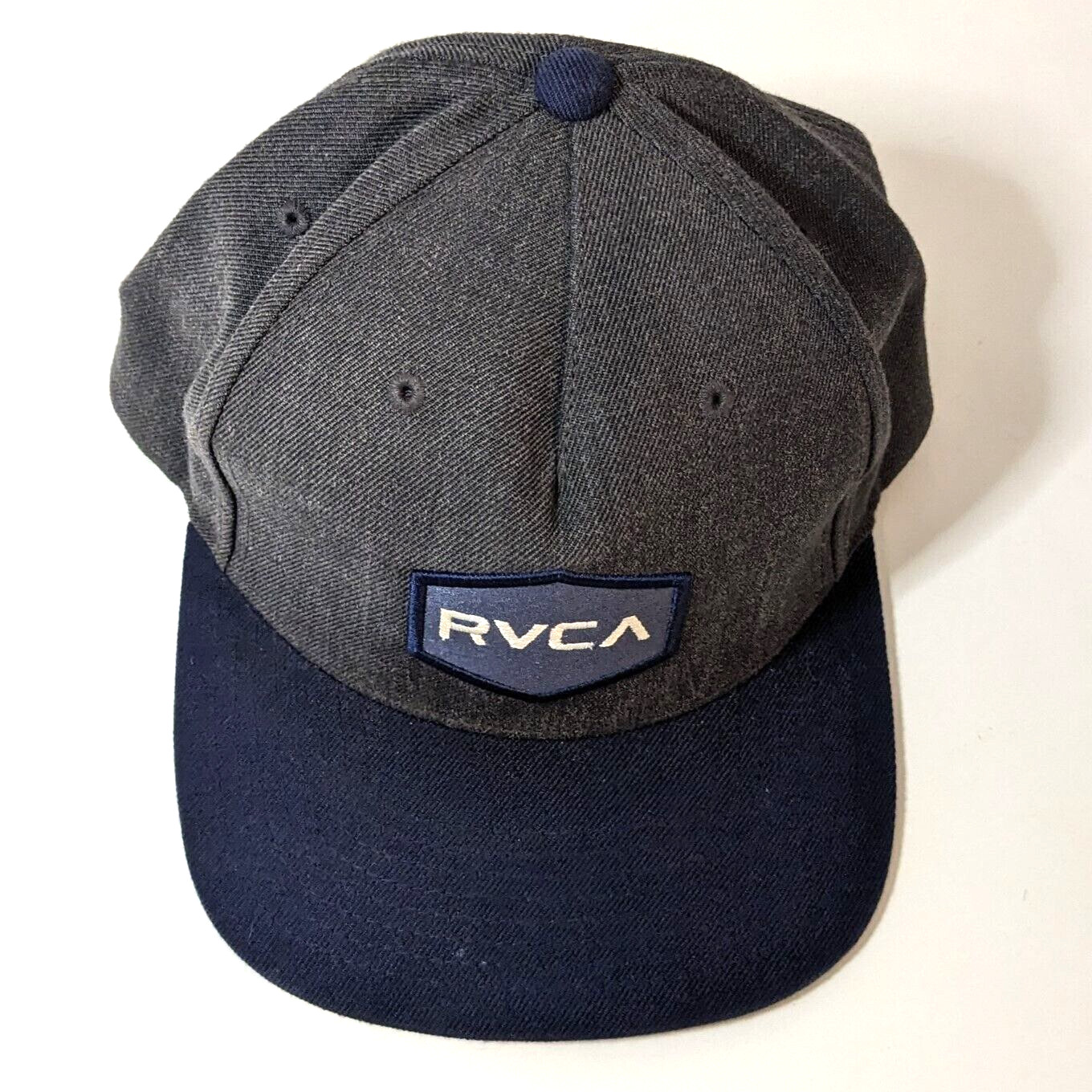 RVCA Snapback Hat, Wool Blend, Ballcap, Blue and Grey, Hand Wash Only