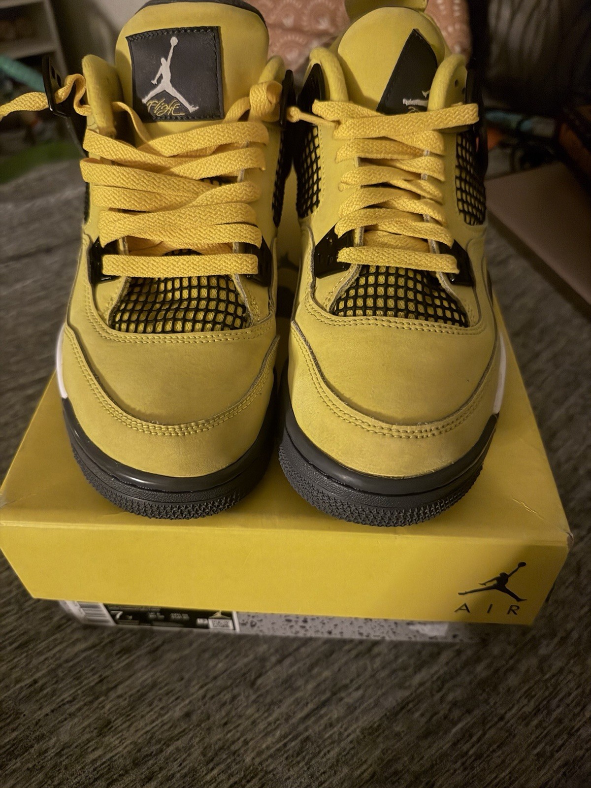Jordan Air Jordan 4 Men’s Mid Top Lace Up Athletic Sneakers Yellow/Black/White