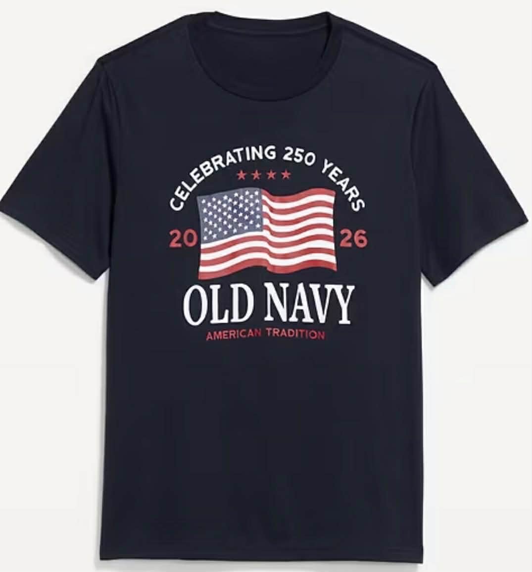 OLD NAVY US Flag 2026 250th Anniversary T-SHIRT Navy / White, Size XS to 4XL