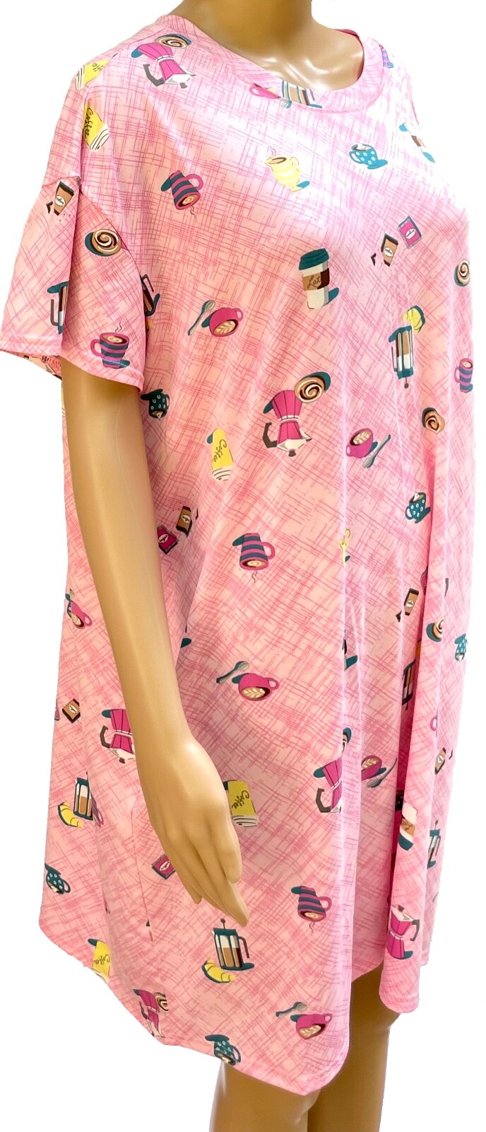 JOYSPUN Soft Polyester Spandex Short Sleeve Sleepshirt W/Pockets 4 Variations