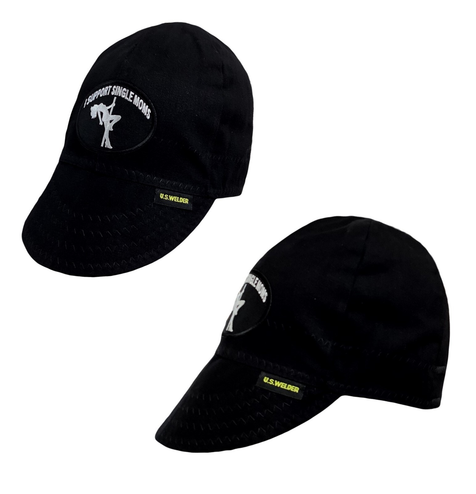 I Support Single Moms US WELDER Welding Cap Hat Black Reversible Comeaux Supply
