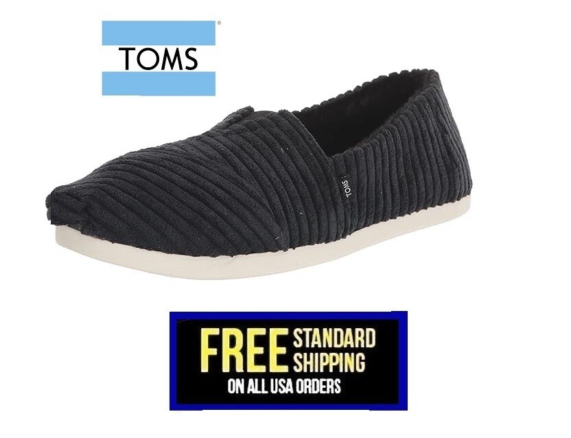 TOMS Women’s Alpargata Recycled Cotton Canvas Loafer Flat Black & Dark ivy Wide