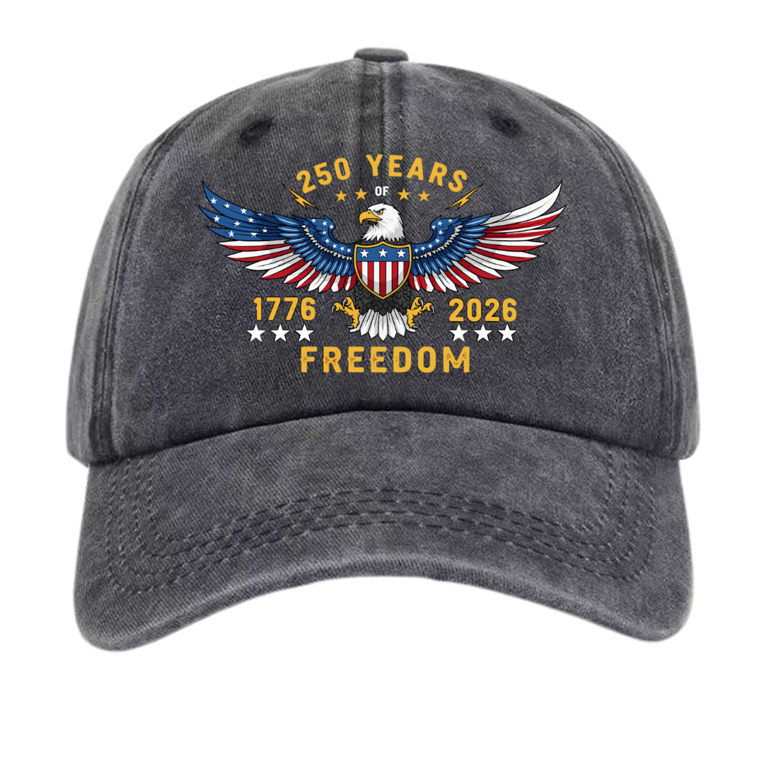 America 250 Years Freedom Hat – Bald Eagle 1776-2026 Anniversary Baseball Cap