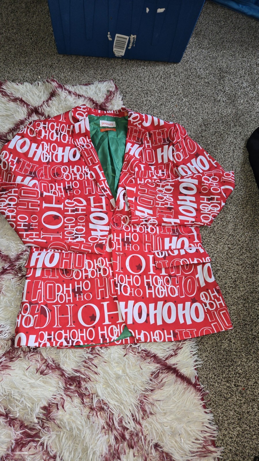 OppoSuits Men’s Christmas Blazer Size M (US 38–40) HO HO HO Red White Green…