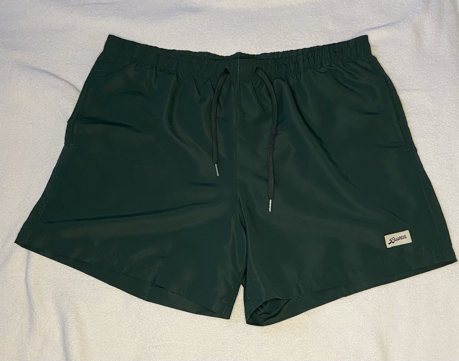 Bather Swim Trunks Mens XL Green Lined Swim Shorts 5″ Inseam Retro Beach