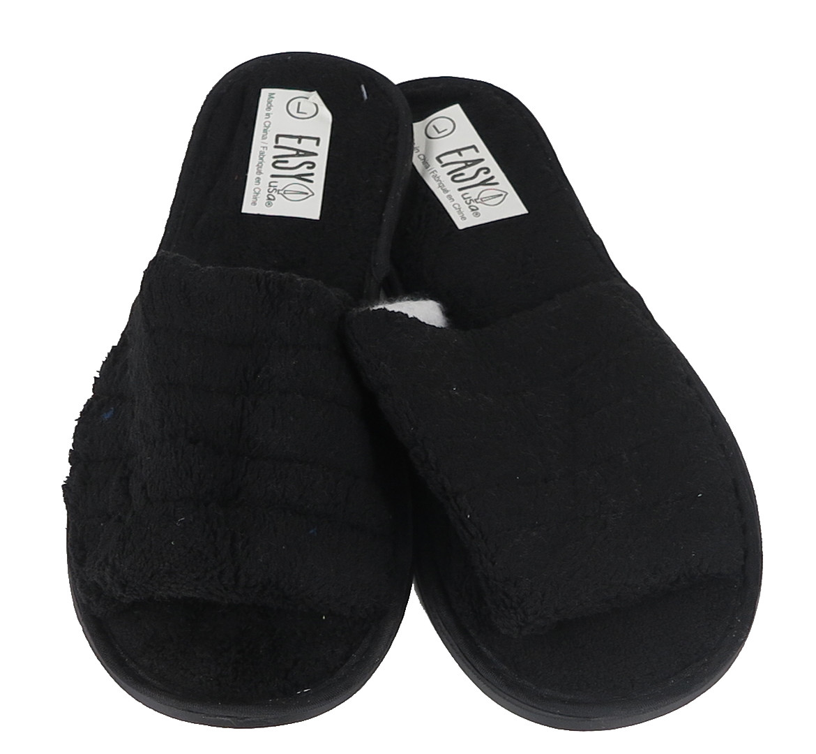 Men’s Cotton House Terry Slippers Black Brown Navy Blue Sizes S-XL New