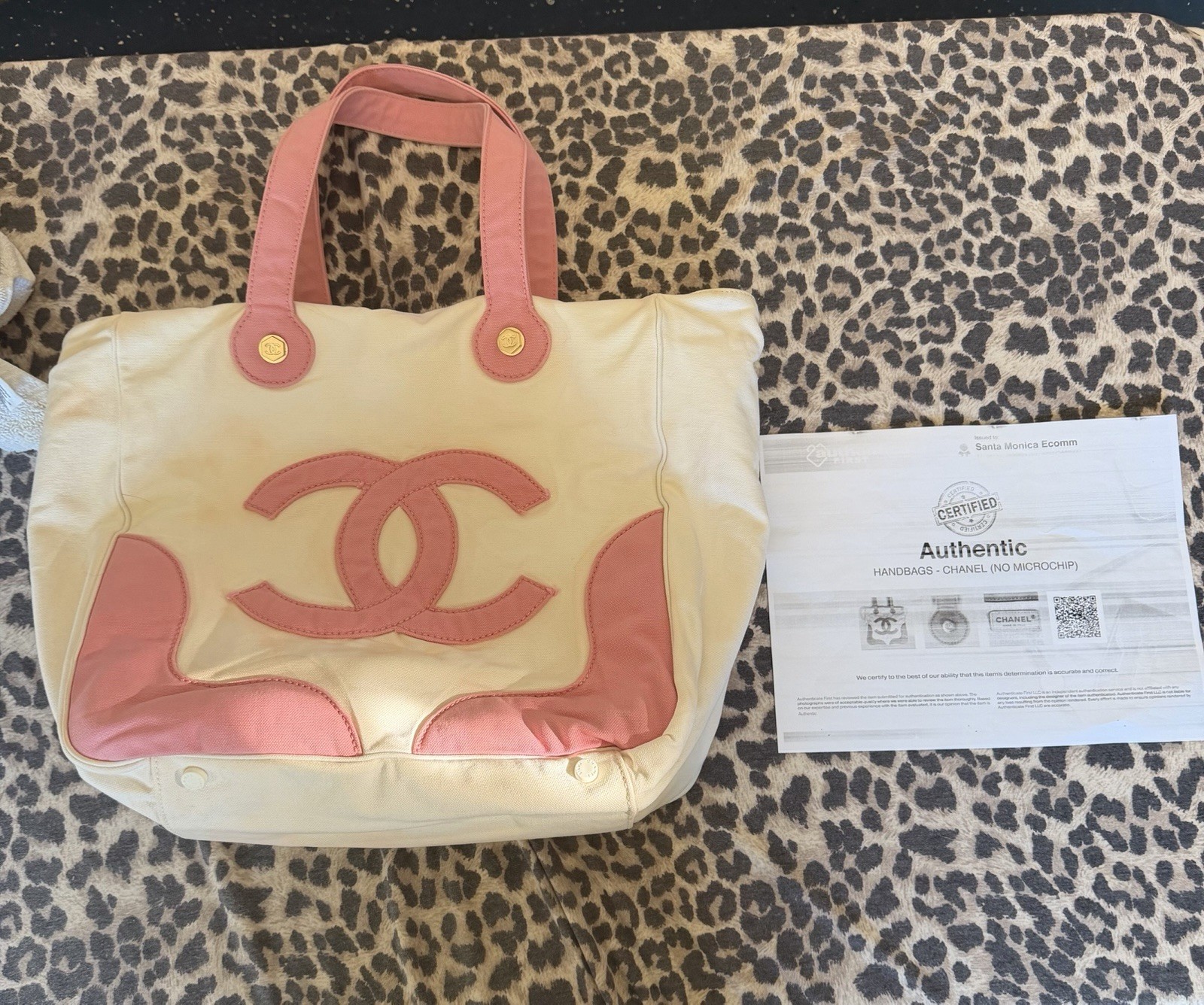 Authentic chanel canvas tote /damaged /see photos/read description