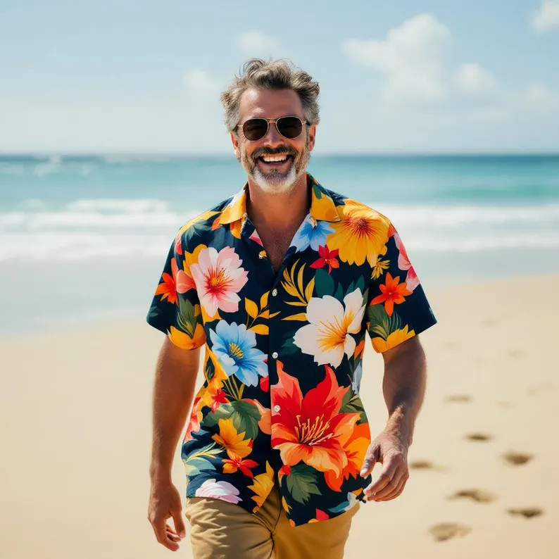 Floral Chest Tropical Summer Hawaiian Shirt V4