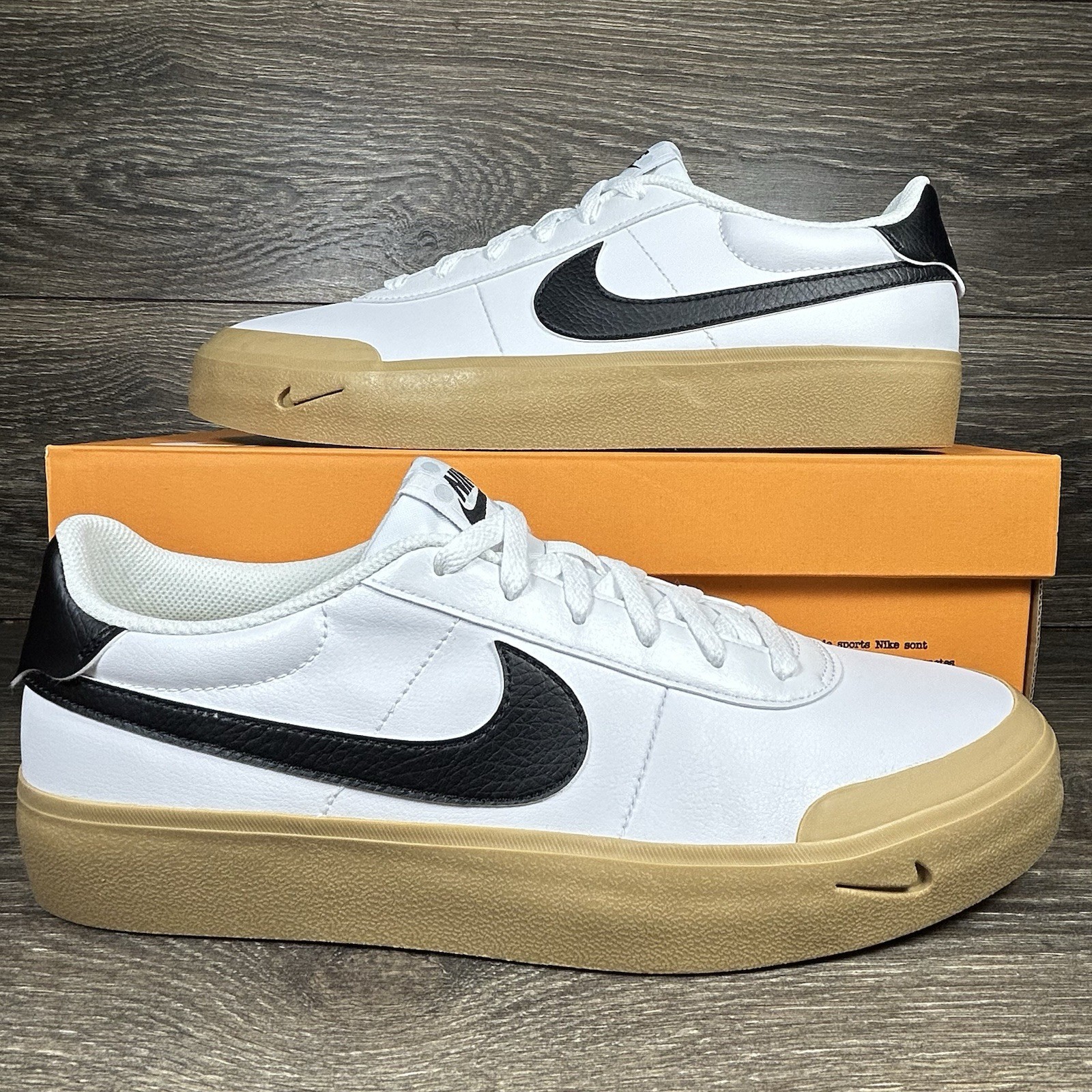 Nike Mens Court Shot White Black Gum Athletic Casual Shoes Sneakers Trainers New