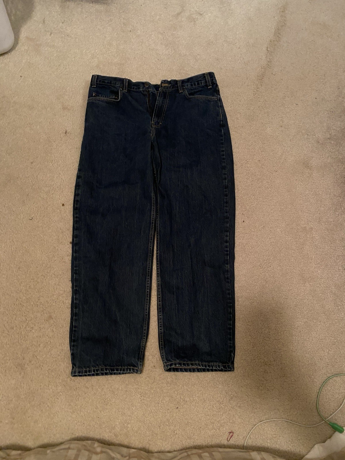 Kirkland Signature Men’s Y2K Grunge Baggy Blue Dark Wash Denim Jeans 5-Pocket
