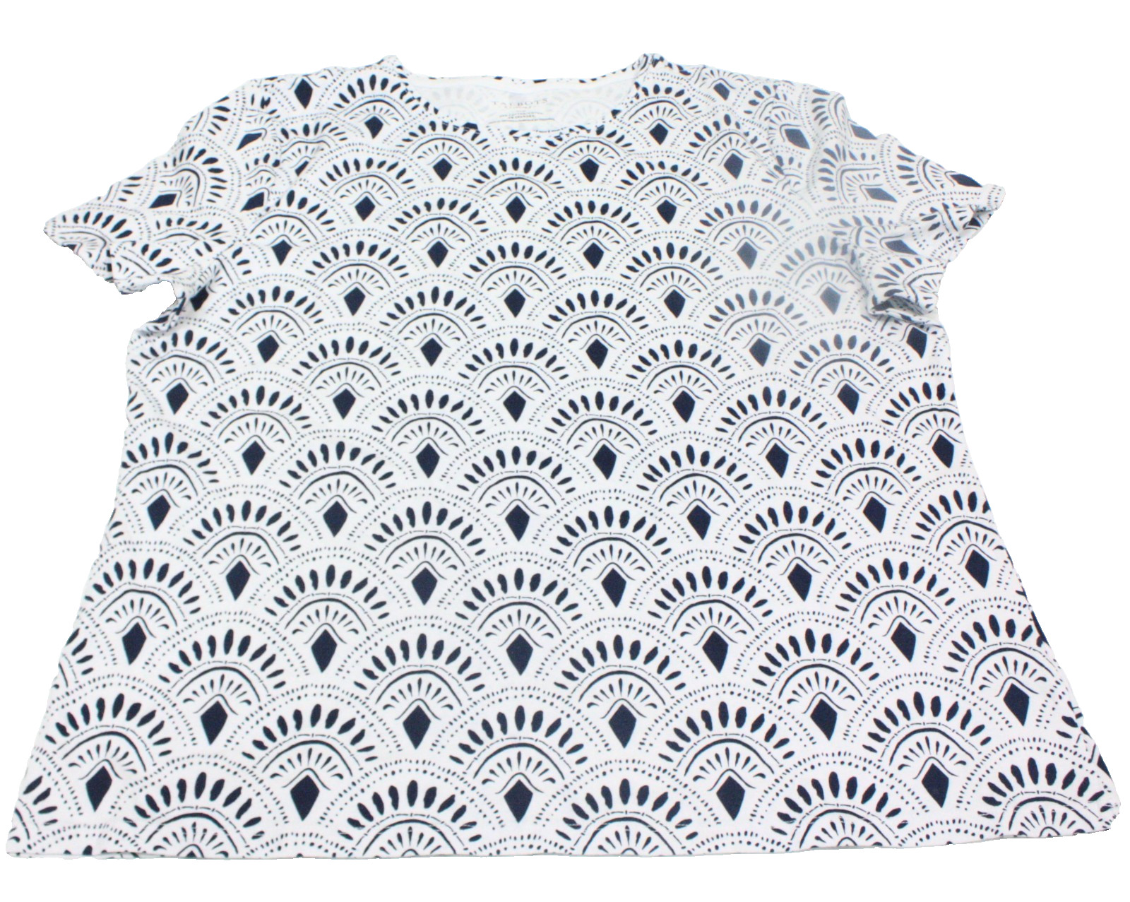 Talbots Patterned Women’s Top Blue & White Petite XL 95% Cotton 5% Spandex