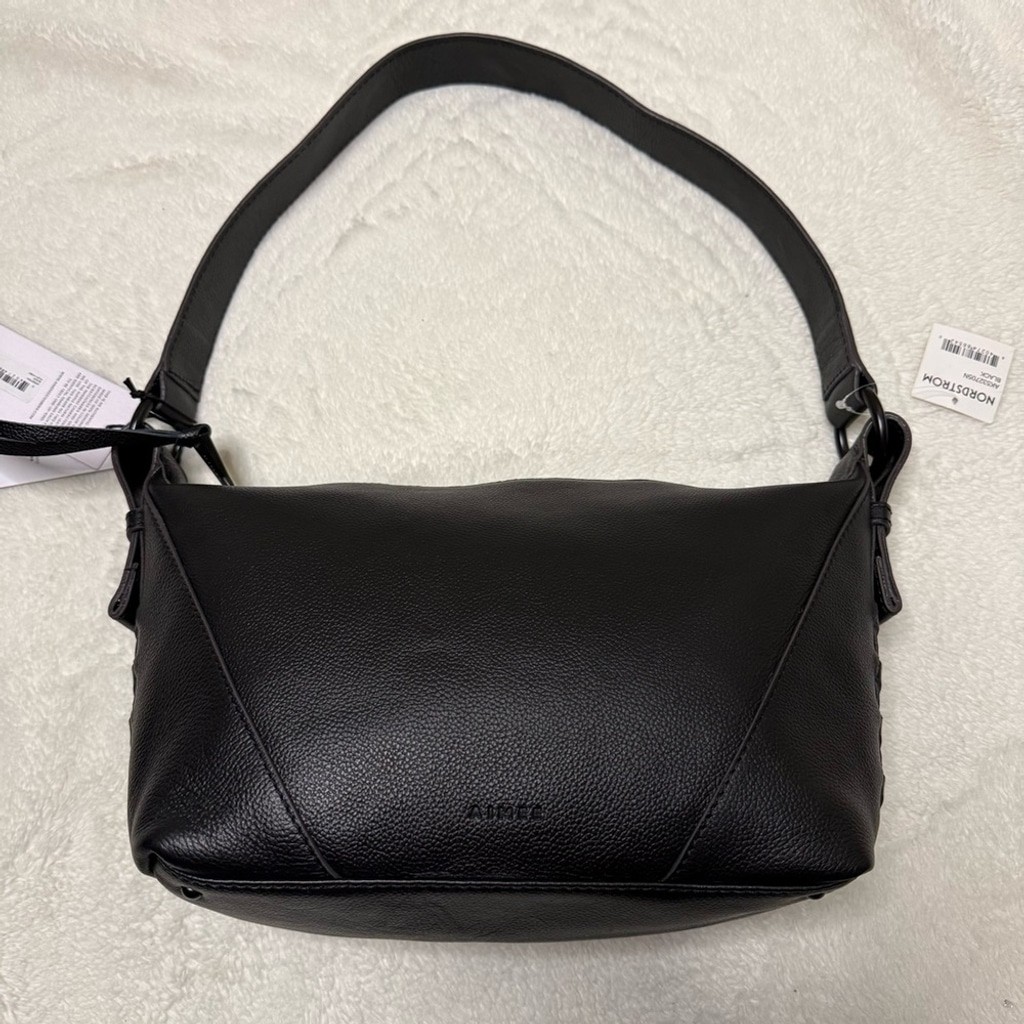 AIMEE Kestenberg Black Leather Braid Detail Riley Hobo Shoulder Hand Bag, NWT