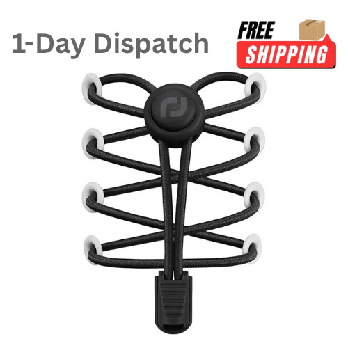 RJ-Sport No Tie Elastic Shoelaces Lock System Heavy Duty Shoe Laces Black 120cm