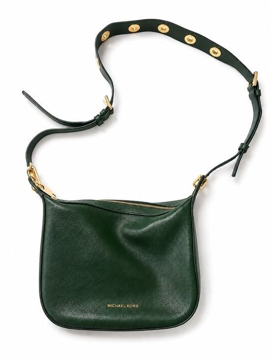 NWT MICHAEL Michael Kors Raven Medium Leather Messenger Crossbody Bag Moss Green