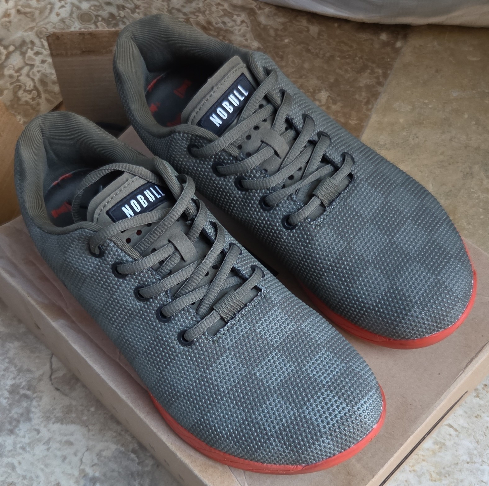 NOBULL SuperFabric Trainer Chess Pumpkin Gray/Orange Low Top Lace Up Sneaker