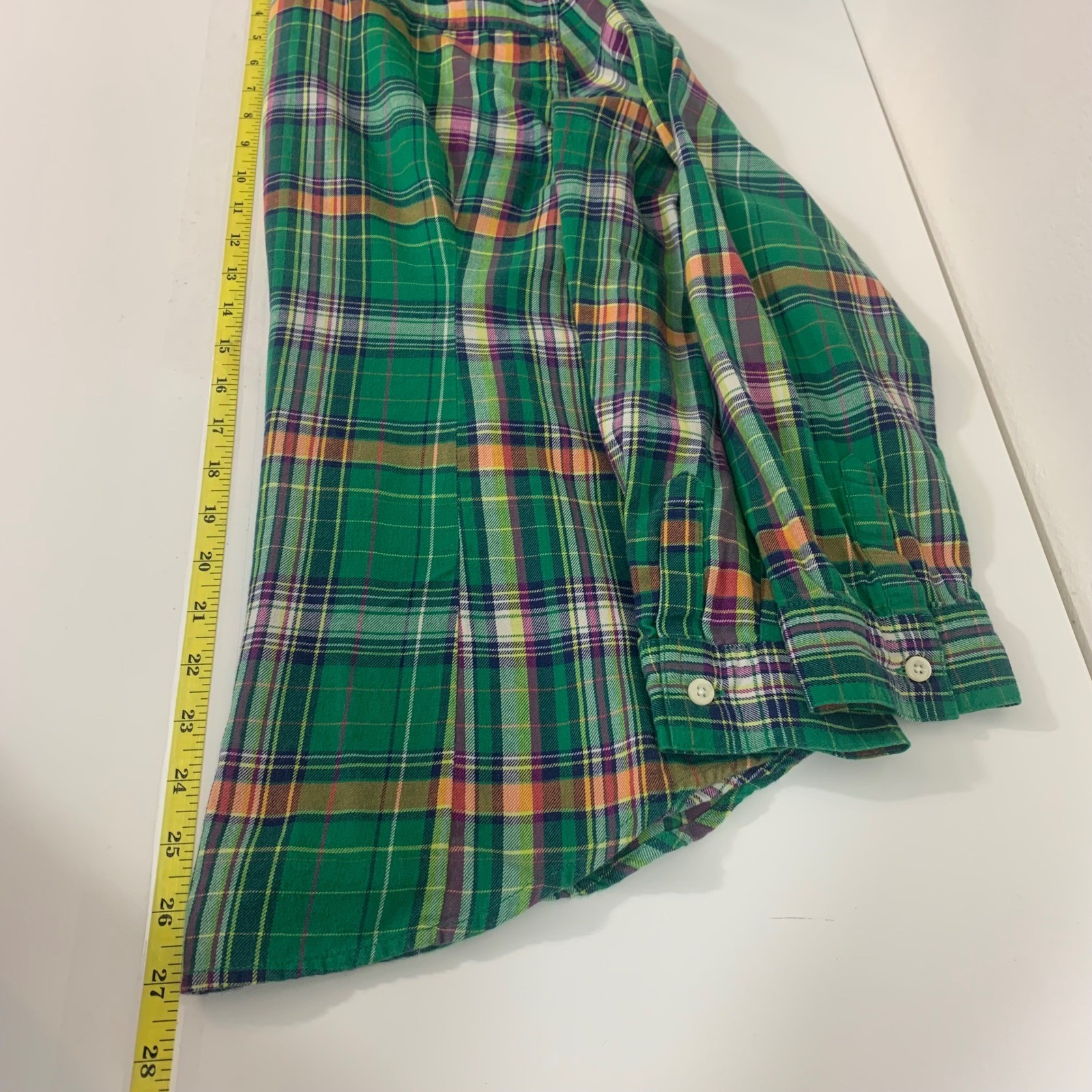 Old Navy Women’s M Green Plaid Button Down Shirt Long Sleeve Cotton Top