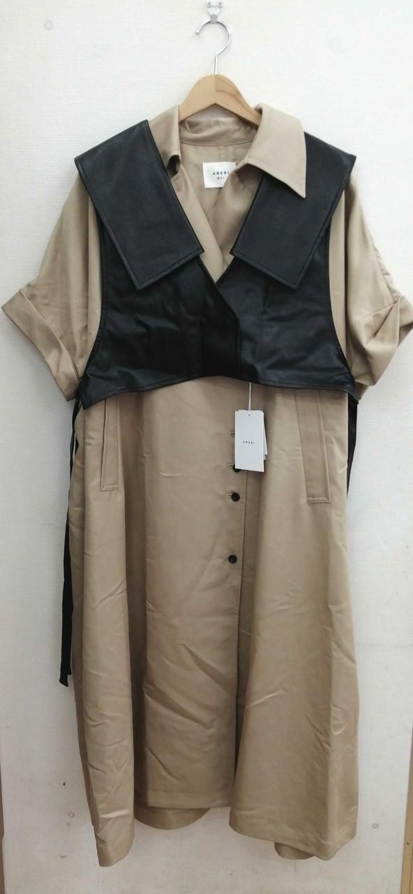 AMERI Trench Multiway Long Vest BEG X BLK 01410740200 Used