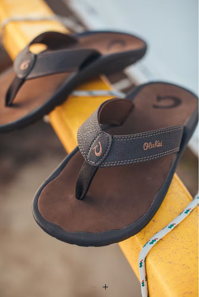 OLUKAI Men’s Ohana Summer Beack Deck Sandals Boat Flip Flops DARK JAVA/RAY US