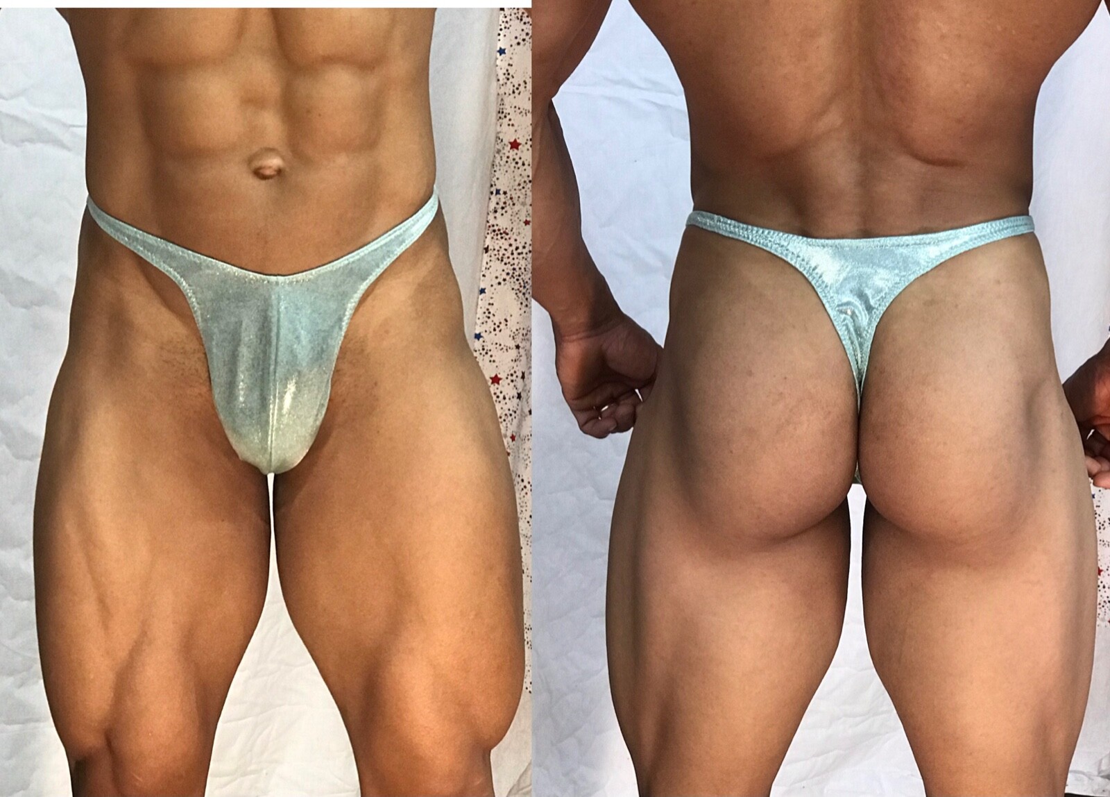 mens metallic seafoam green thong with seam/pouch front custom any size FreeShip