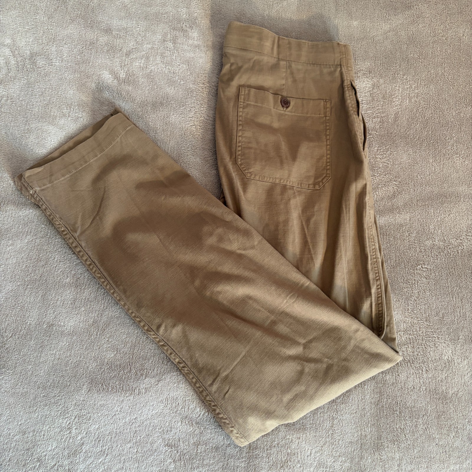 Faherty Dune Utility Pants Mens Medium Brown Stretch Drawstring Organic Cotton