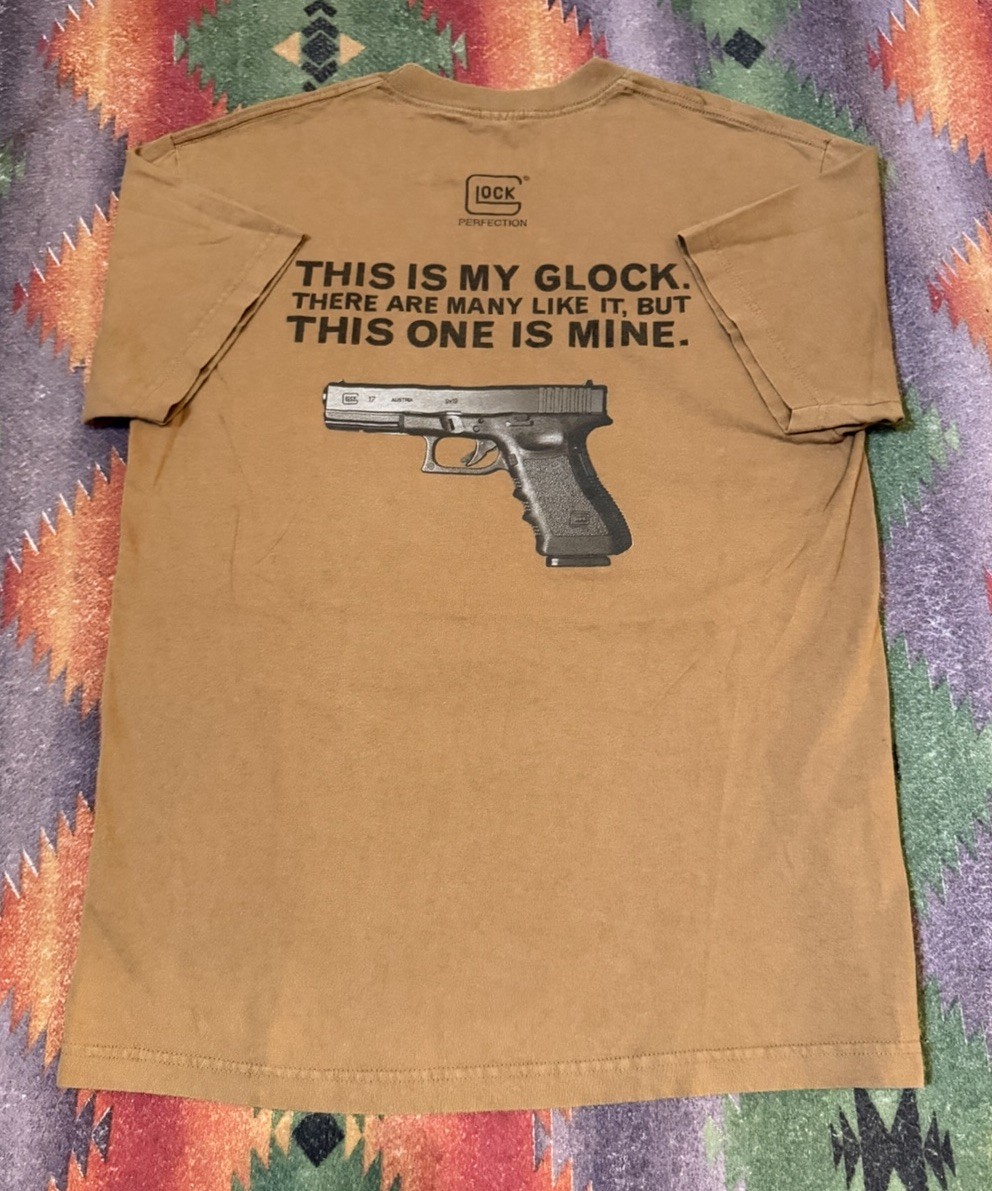 VTG Glock Perfection R Lee Ermey Gunny Approved 2-Sided Beige Mens Tshirt Sz L