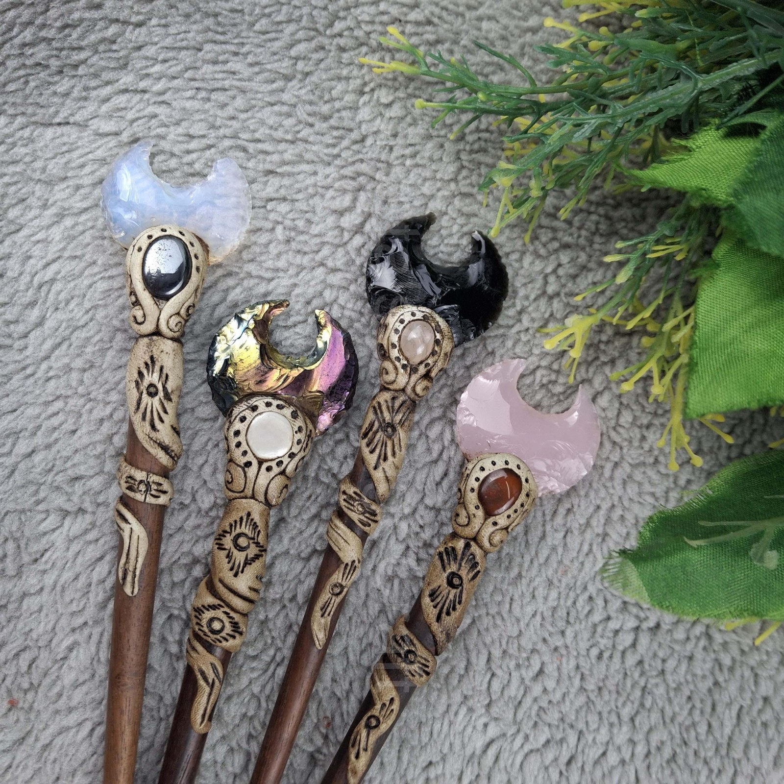 Moon hair stick Crescent Moon Shape Hair Stick Crystal Healing wholesale lot