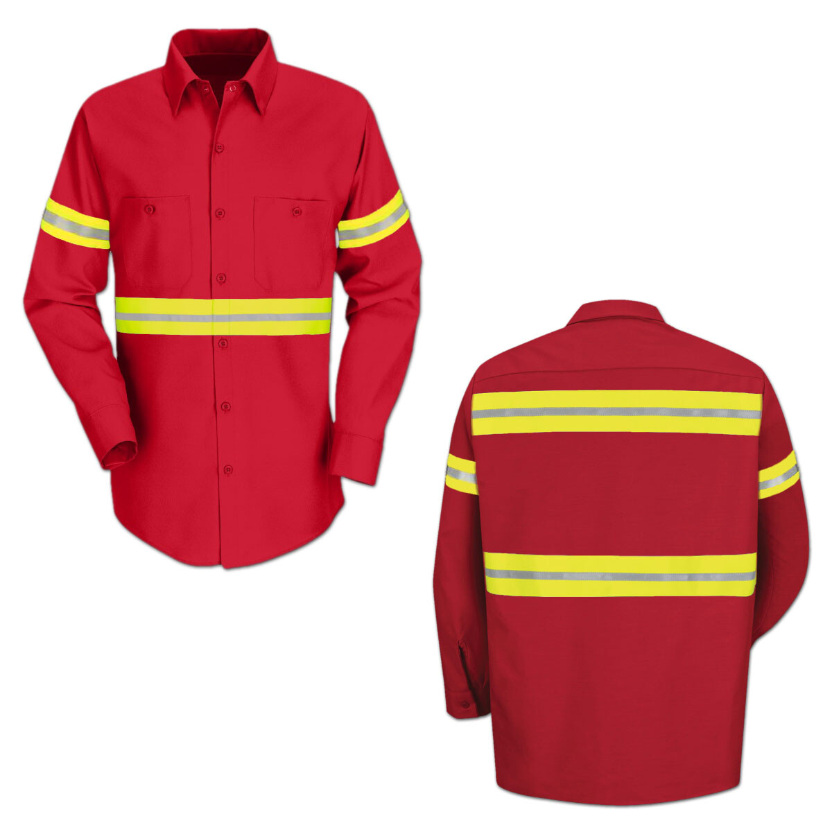 Red Kap Enhanced Visibility Hi Vis Reflective Work Towing Uniform Shirts LS