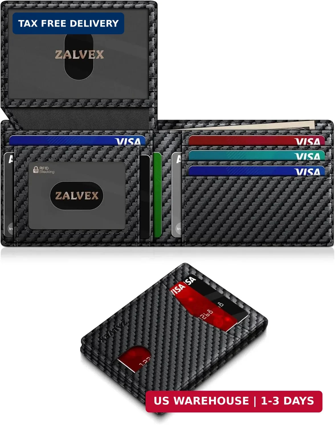 Wallet for Men Slim RFID Blocking Leather Credit Card Holder Wallet for 14 Cards