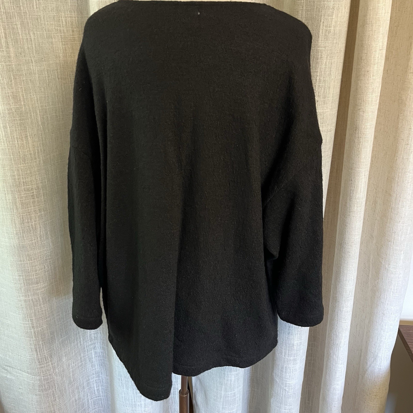First Rite Boxy Sweater Black Minimalist Relaxed Wool Blend M Lagenlook Women’s