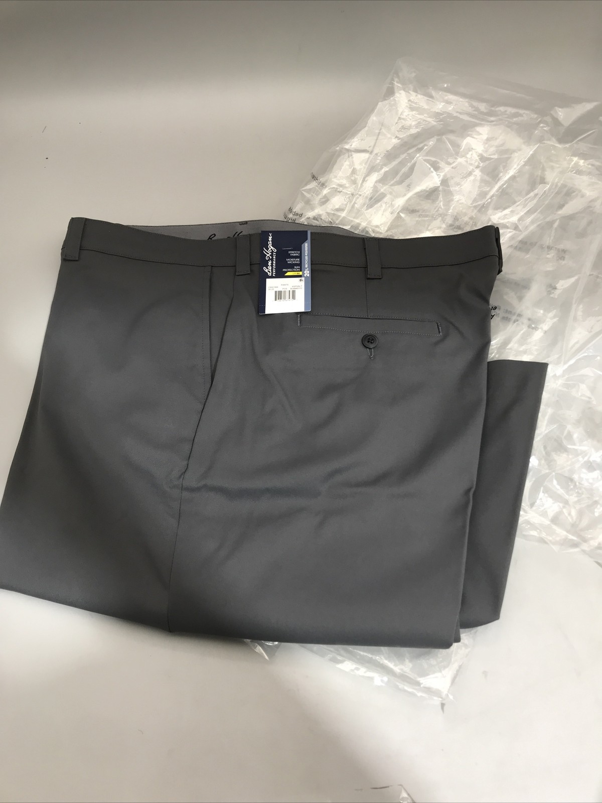 Ben Hogan Mens Performance Pants Stretch Fabric Size 44×32 Asphalt Dark Gray New