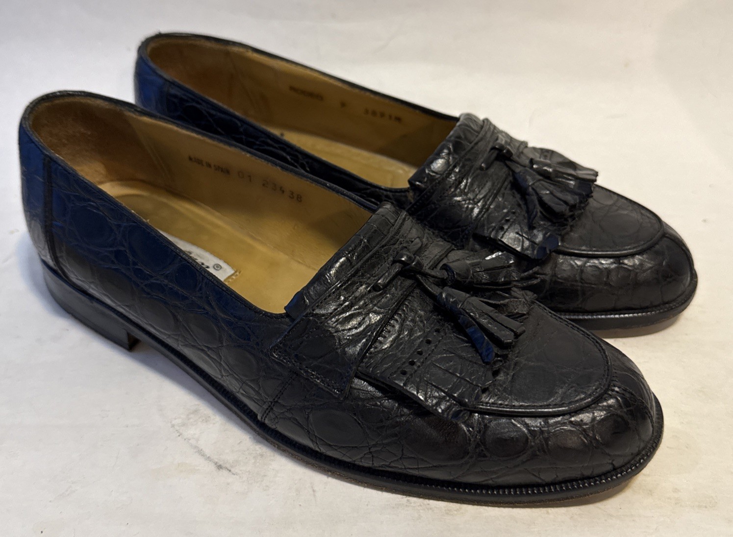 Mezlan Black Genuine Crocodile Loafers Rodeo SIZE 9 M US 38 eUR
